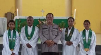 Personel Ditbinmas Polda Kaltara Menggelar Kegiatan Minggu Kasih di Gereja Katolik Stasi Santo Mikhael – Jelarai Kabupaten Bulungan