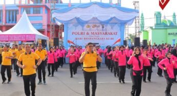 Polda Kaltara Gelar Olahraga Bersama, Meriahkan Hari Bhayangkara ke-80 di Tepian Sungai Kayan