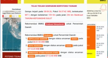 Gempa bumi Guncang Mindanao, Filipina Berpotensi Tsunami, Status Siaga dan Waspada di Sejumlah Wilayah di Indonesia Termasuk Kaltara