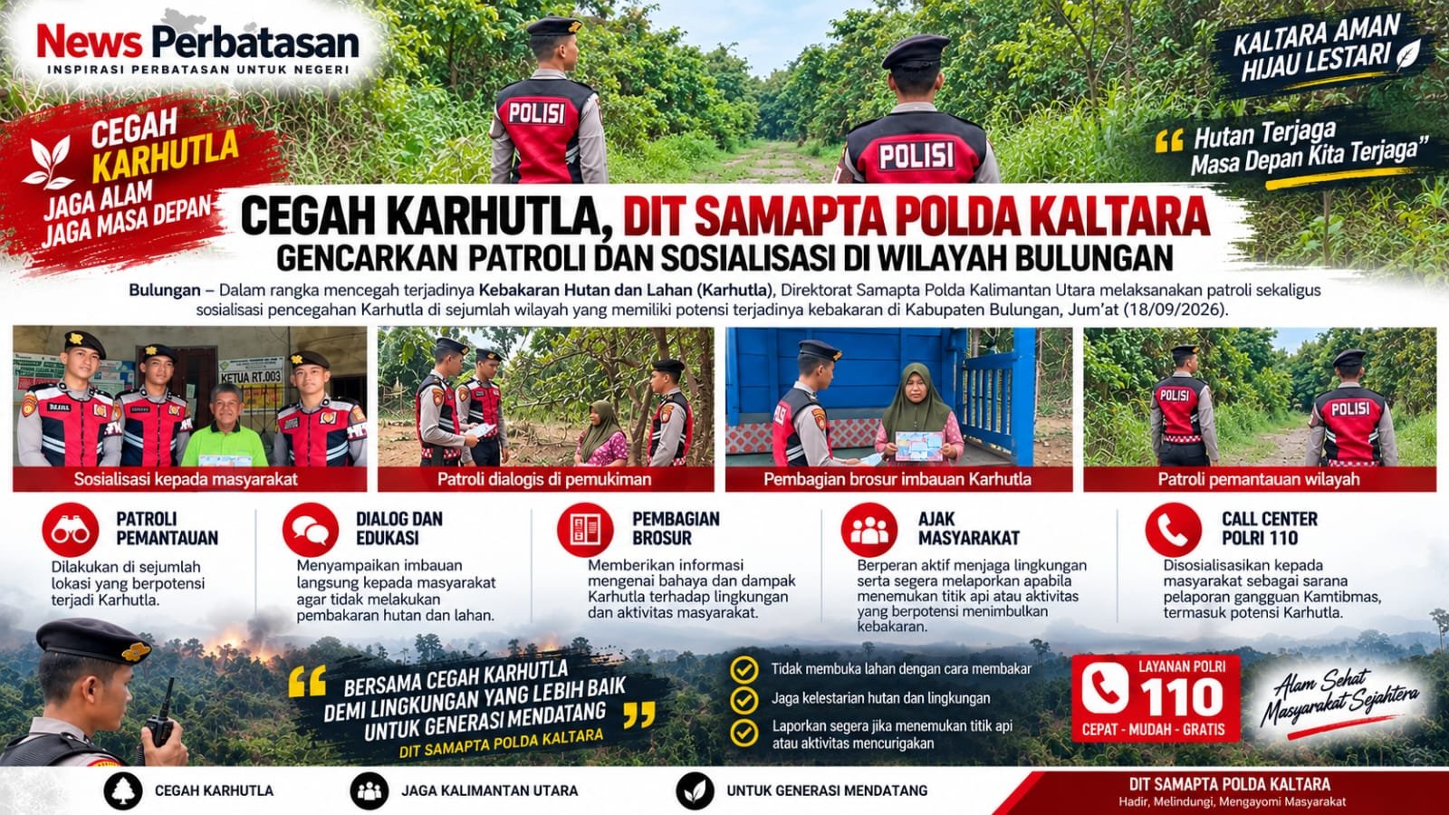 Cegah Karhutla, Dit Samapta Polda Kaltara Gencarkan Patroli dan Sosialisasi di Wilayah Bulungan