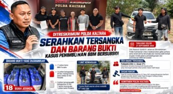 Unit Resmob Ditreskrimum Polda Kaltara Serahkan Tersangka dan Barang Bukti Kasus Penimbunan BBM Bersubsidi